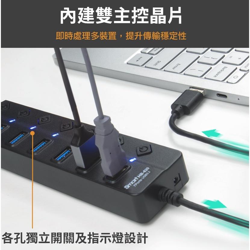 INTOPIC 廣鼎 HB-620 集線器 USB3.2 HUB 1米 7孔 高速集線器 USB 擴充 光華商場 公司貨-細節圖4