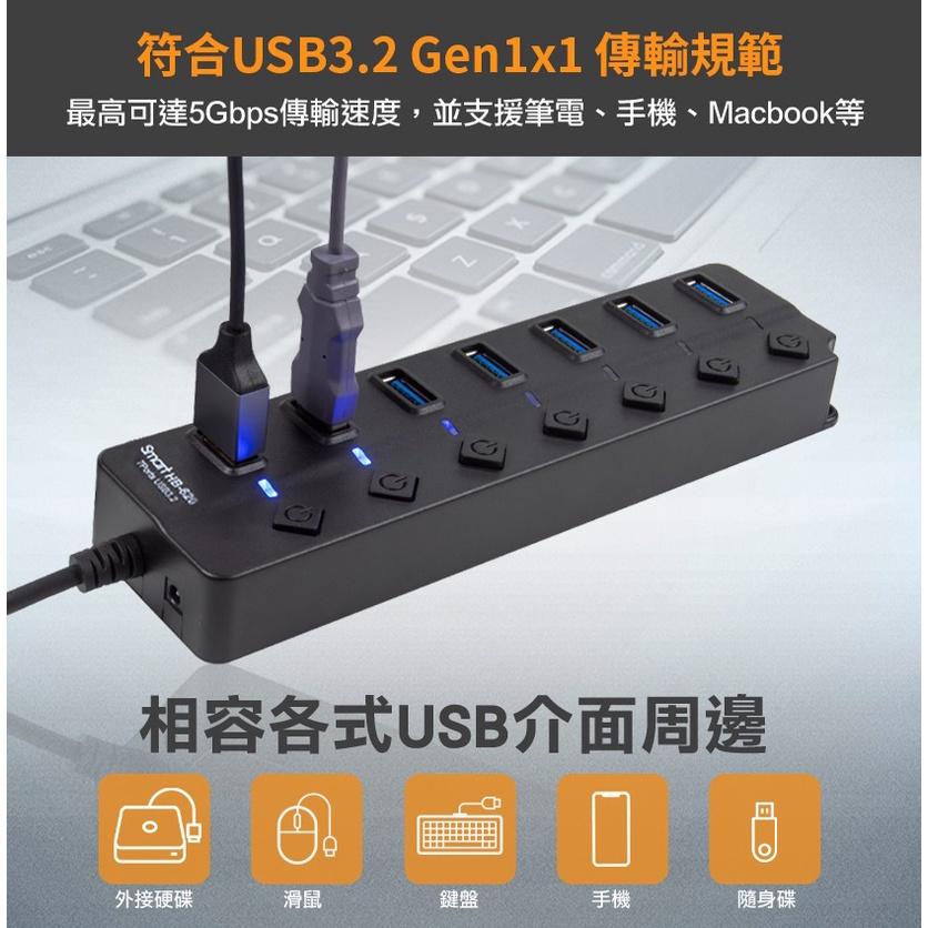 INTOPIC 廣鼎 HB-620 集線器 USB3.2 HUB 1米 7孔 高速集線器 USB 擴充 光華商場 公司貨-細節圖5