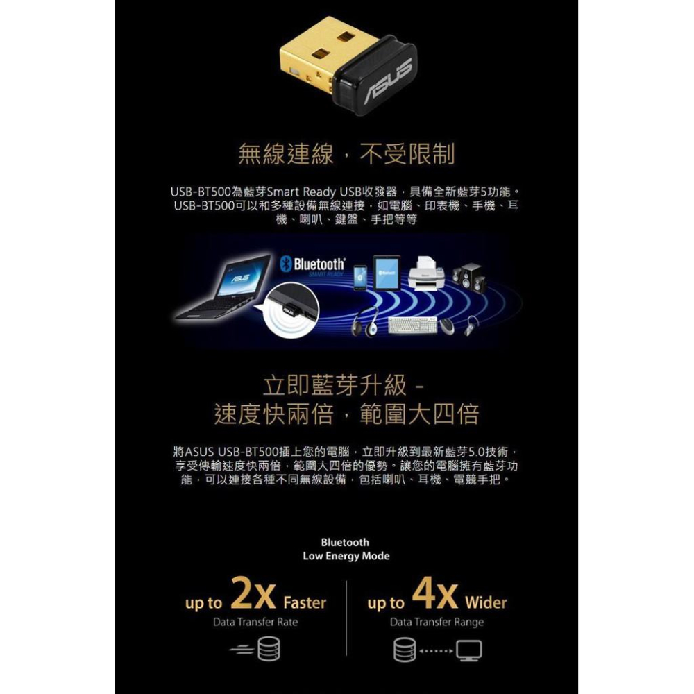 【新版到貨】ASUS 華碩 USB-BT500／BT540 藍芽5.4 USB接收器 藍芽接收器 接收器 5.0 公司貨-細節圖3
