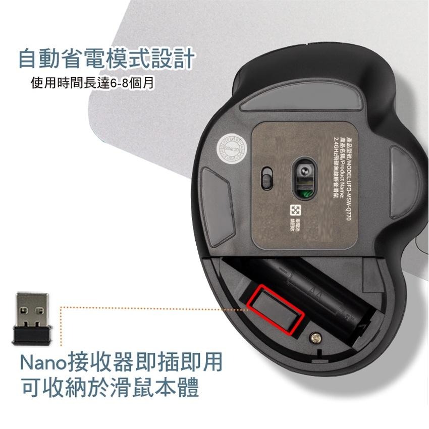 INTOPIC 廣鼎 MSW-Q770 飛碟無線靜音滑鼠 2.4GHz 無線滑鼠 白色 灰黑色 靜音鼠 光華商場-細節圖5