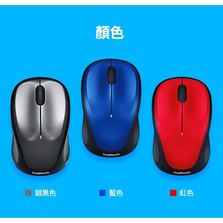 Logitech 羅技 M235n 無線滑鼠 紅色 銀黑色 藍色 辦公滑鼠 2.4 GHz 迷你接收器 辦公滑鼠-細節圖4