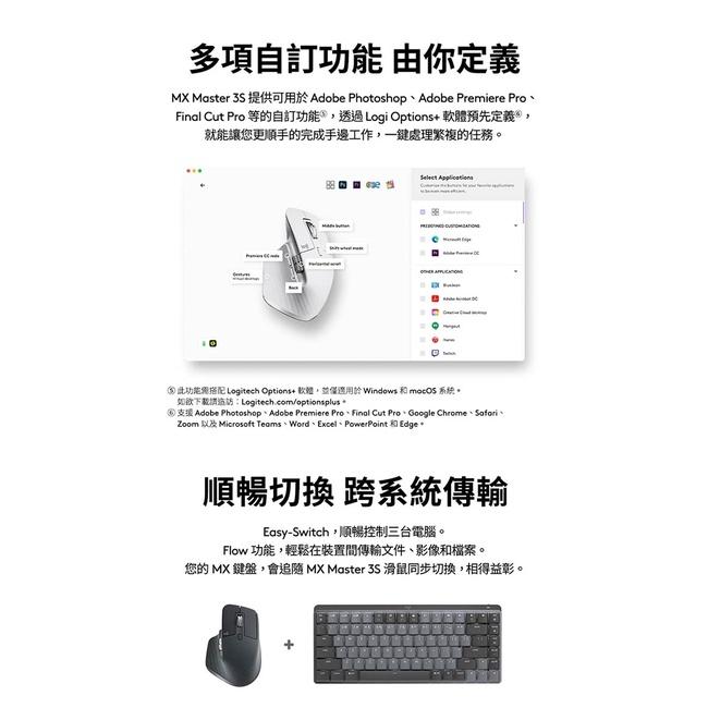 Logitech 羅技 MX Master 3s 無線智能滑鼠 藍牙 Bolt接收器 無線滑鼠 光華商場 公司貨-細節圖7