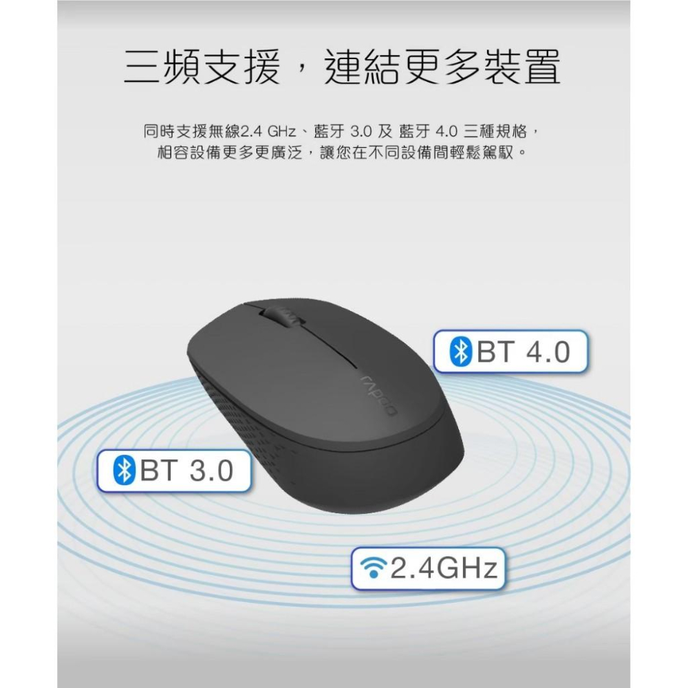 Rapoo 雷柏 M100 Silent 多模式無線滑鼠 靜音滑鼠 2.4G 無線滑鼠 藍芽滑鼠 藍芽4.0 光華-細節圖4