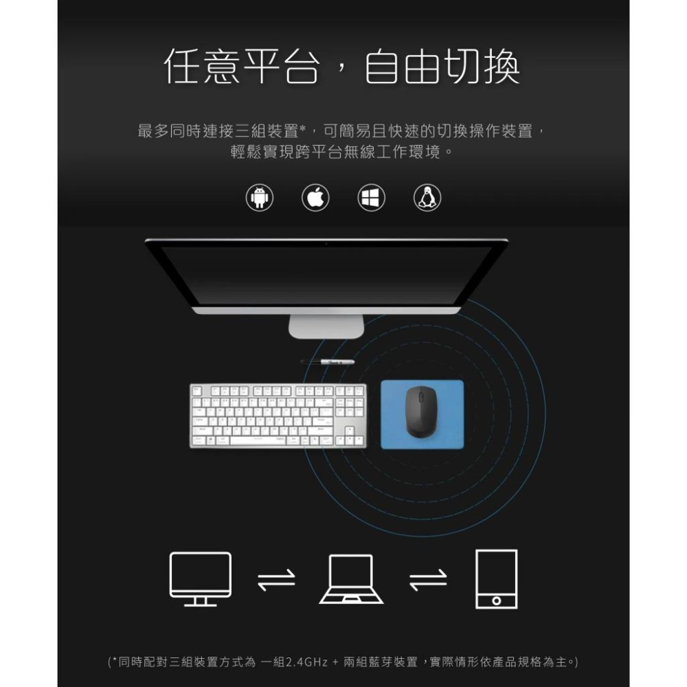 Rapoo 雷柏 M100 Silent 多模式無線滑鼠 靜音滑鼠 2.4G 無線滑鼠 藍芽滑鼠 藍芽4.0 光華-細節圖5