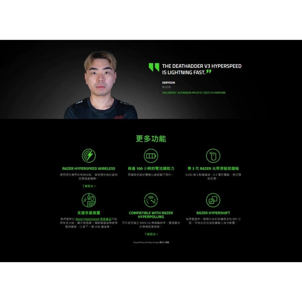 Razer 雷蛇 DeathAdder V3 HyperSpeed 無線滑鼠 電競滑鼠 煉獄奎蛇 速度版 遊戲滑鼠 光華-細節圖7