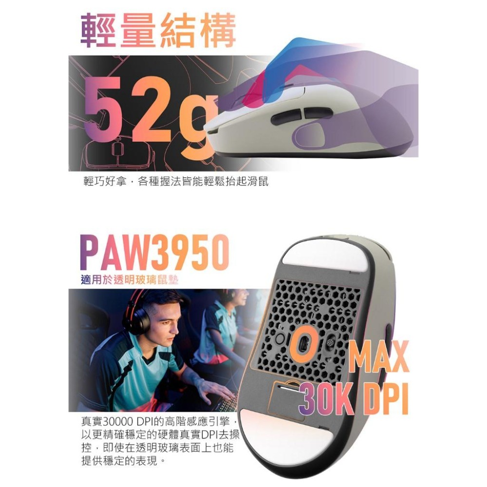 iRocks 艾芮克 M51R 無線三模電競滑鼠 輕量化 8K 電競滑鼠 無線滑鼠 遊戲滑鼠 光華-細節圖6
