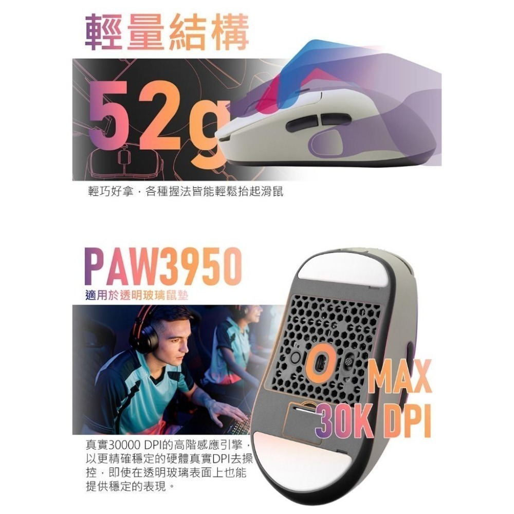 iRocks 艾芮克 M51R 無線三模電競滑鼠 輕量化 8K 電競滑鼠 無線滑鼠 遊戲滑鼠 光華-細節圖6