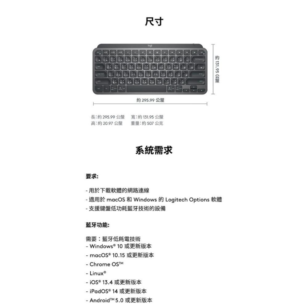 Logitech 羅技 MX Keys Mini 60% 超薄 中文版 藍芽鍵盤 支援 Logi Bolt 光華商場-細節圖7