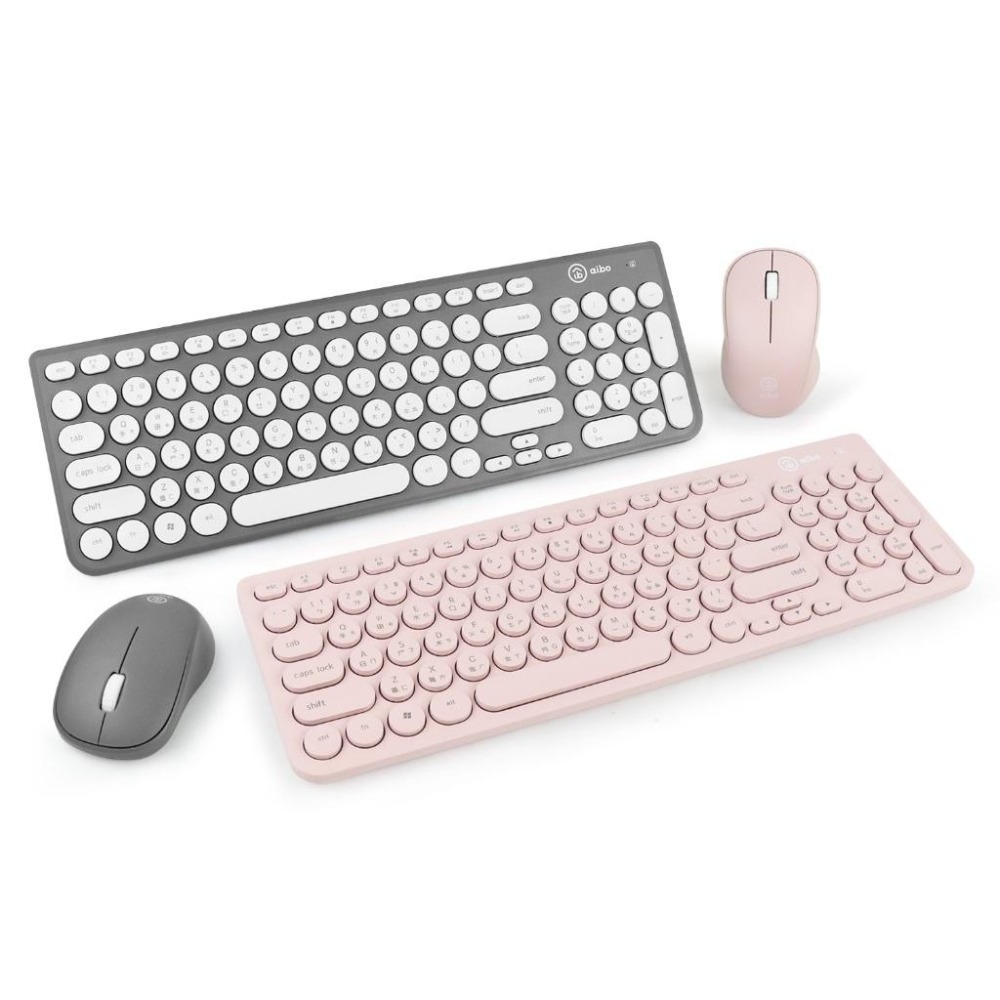 aibo KM09 復古圓點2.4G無線鍵盤滑鼠組 鍵鼠組 無線鍵盤 無線滑鼠 靜音 馬卡龍色 復古 隨插即用 光華商場-細節圖2
