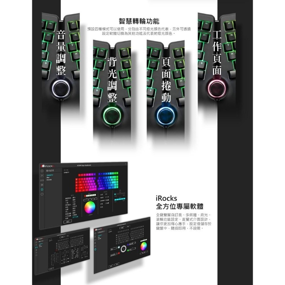 【好禮贈】iRocks 艾芮克 K59M 分離式 人體工學 機械鍵盤 Cherry軸 紅軸 茶軸 光華商場-細節圖4