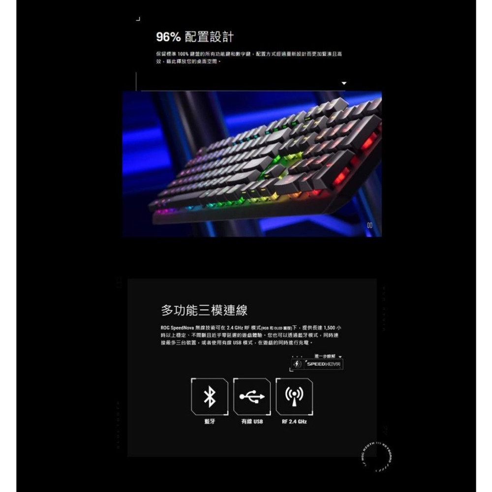 ASUS華碩 ROG Strix Scope II 96 Wireless 機械式無線鍵盤 無線鍵盤 電競鍵盤 光華-細節圖5