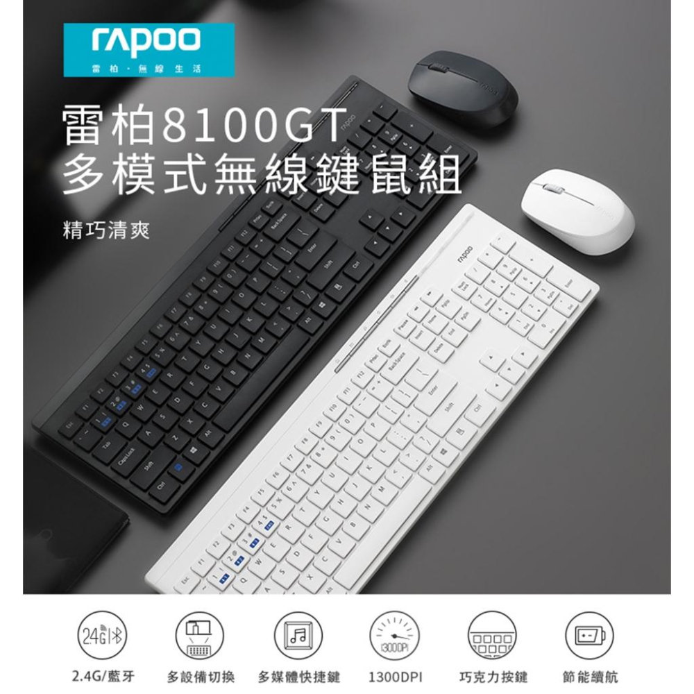 Rapoo 雷柏 8100GT 多模式無線鍵鼠組 鍵鼠組 鼠鍵組 無線鍵盤 無線滑鼠 藍芽5.0 2.4G 光華商場-細節圖5