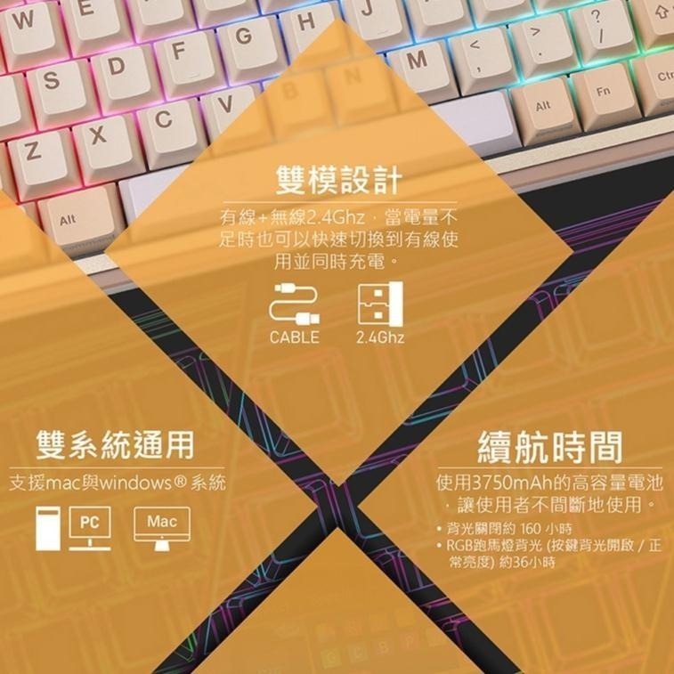 【熱銷品】iRocks 艾芮克 K85R 中文注音 無線機械式鍵盤 熱插拔 RBG 雙模 有線 2.4G 光華商場-細節圖3