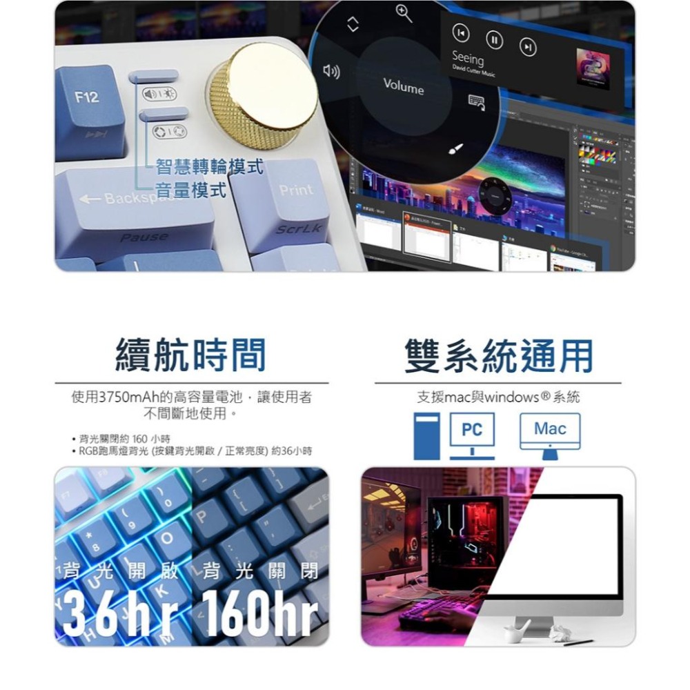 【熱銷品】iRocks 艾芮克 K103R RGB 熱插拔無線機械式鍵盤 無線鍵盤 IRK103R 熱插拔 光華商場-細節圖5