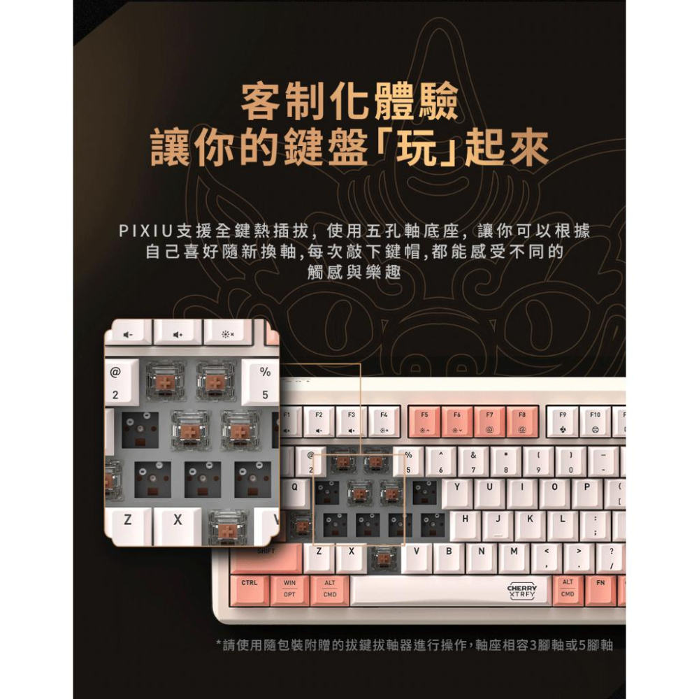 Cherry 櫻桃 PIXIU 75 三模無線機械式鍵盤 金箍棒 混天綾 紅軸 茶軸 MX2A 機械鍵盤 無線鍵盤 光華-細節圖6