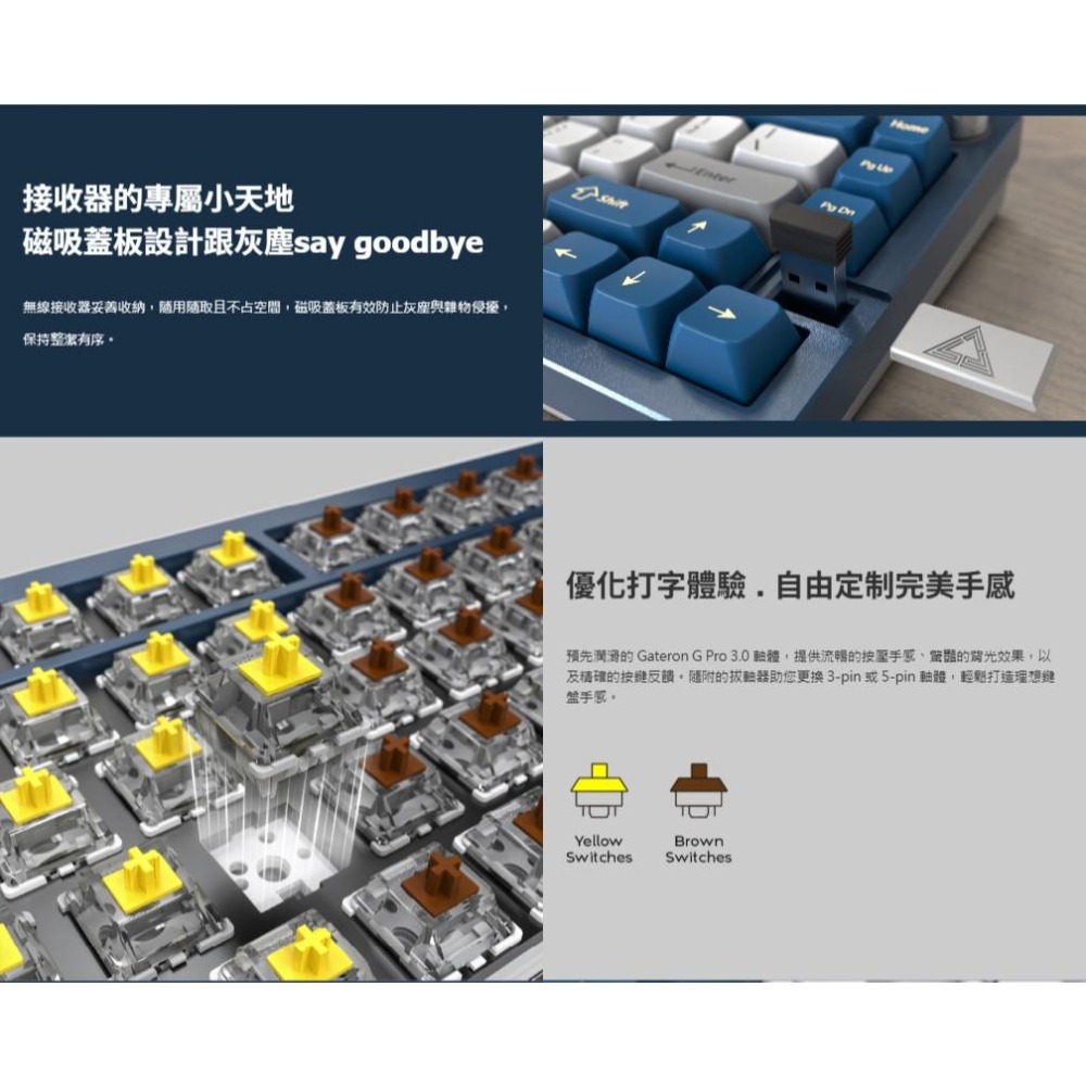 【贈風格桌墊】Montech 君主 MKey PRO 75% 三模機械式鍵盤 (黃軸/茶軸) 機械鍵盤 無線鍵盤 光華-細節圖5