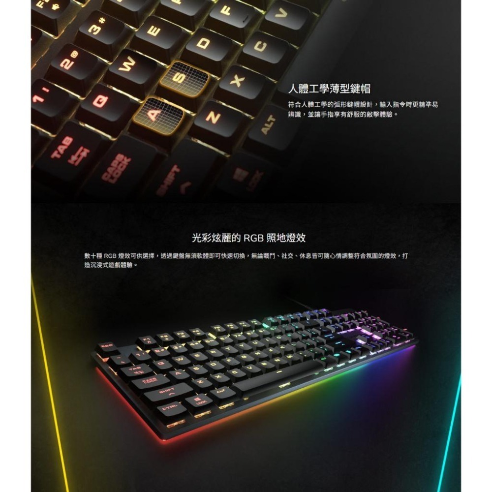 COUGAR 美洲獅 LUXLIM 超薄光學機械矮軸 RGB 電競鍵盤 (紅軸) 機械矮軸 機械鍵盤 遊戲鍵盤 光華-細節圖6
