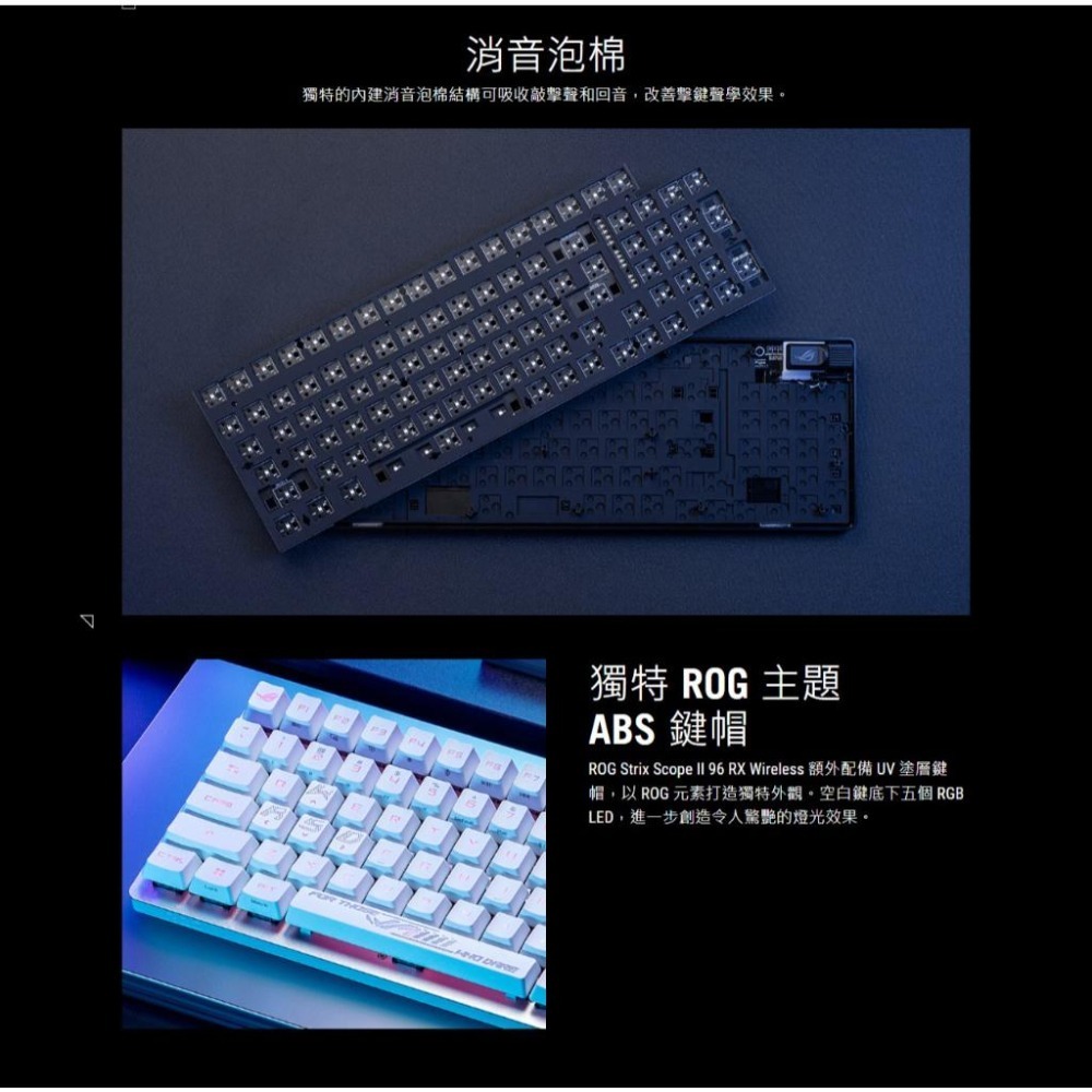 ASUS 華碩 ROG Strix Scope II 96 RX Wireless 機械式無線鍵盤 電競鍵盤 遊戲鍵盤-細節圖5