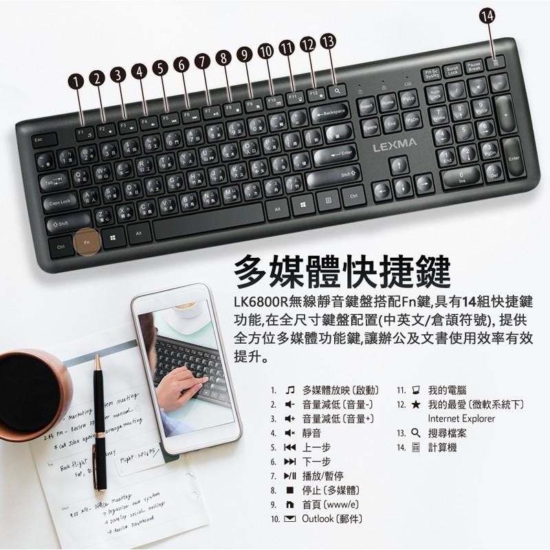 【限時活動】LEXMA 雷馬 LK6800R LK6800 無線靜音鍵盤 靜音 無線鍵盤 USB 公司貨 光華商場-細節圖7