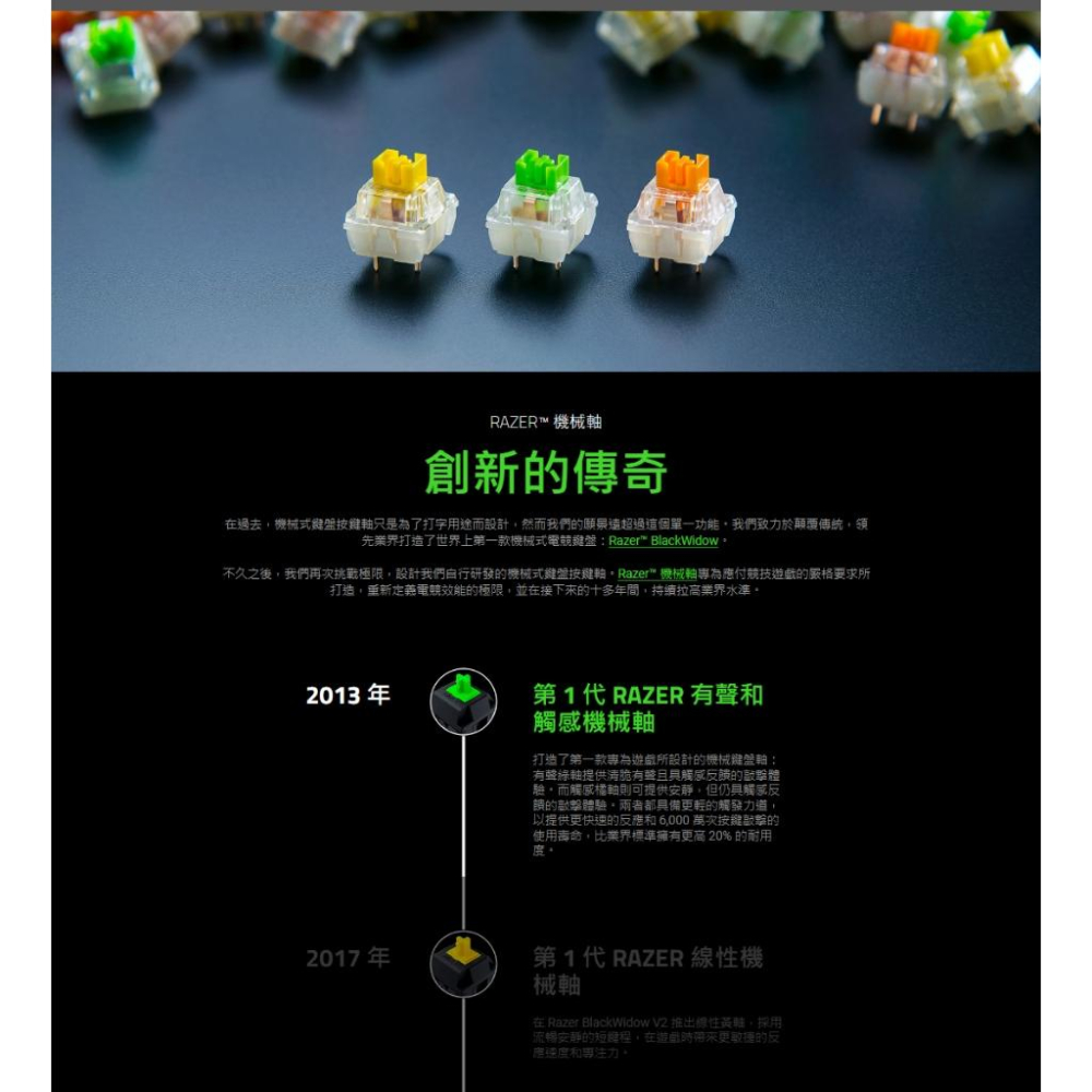 Razer 雷蛇 Mechanical Switches 機械軸體 3Pin 十字軸 機械軸 黃軸/綠軸/橘軸 光華-細節圖3