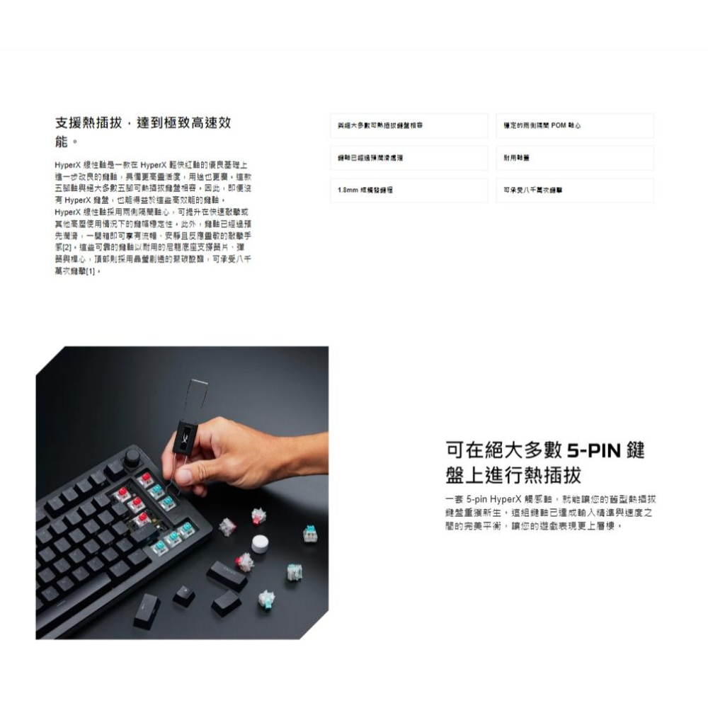 HyperX Linear Switch 線性機械軸體(45顆) 輕快紅軸/青綠軸 線性軸 機械軸體 鍵盤軸體 光華-細節圖3