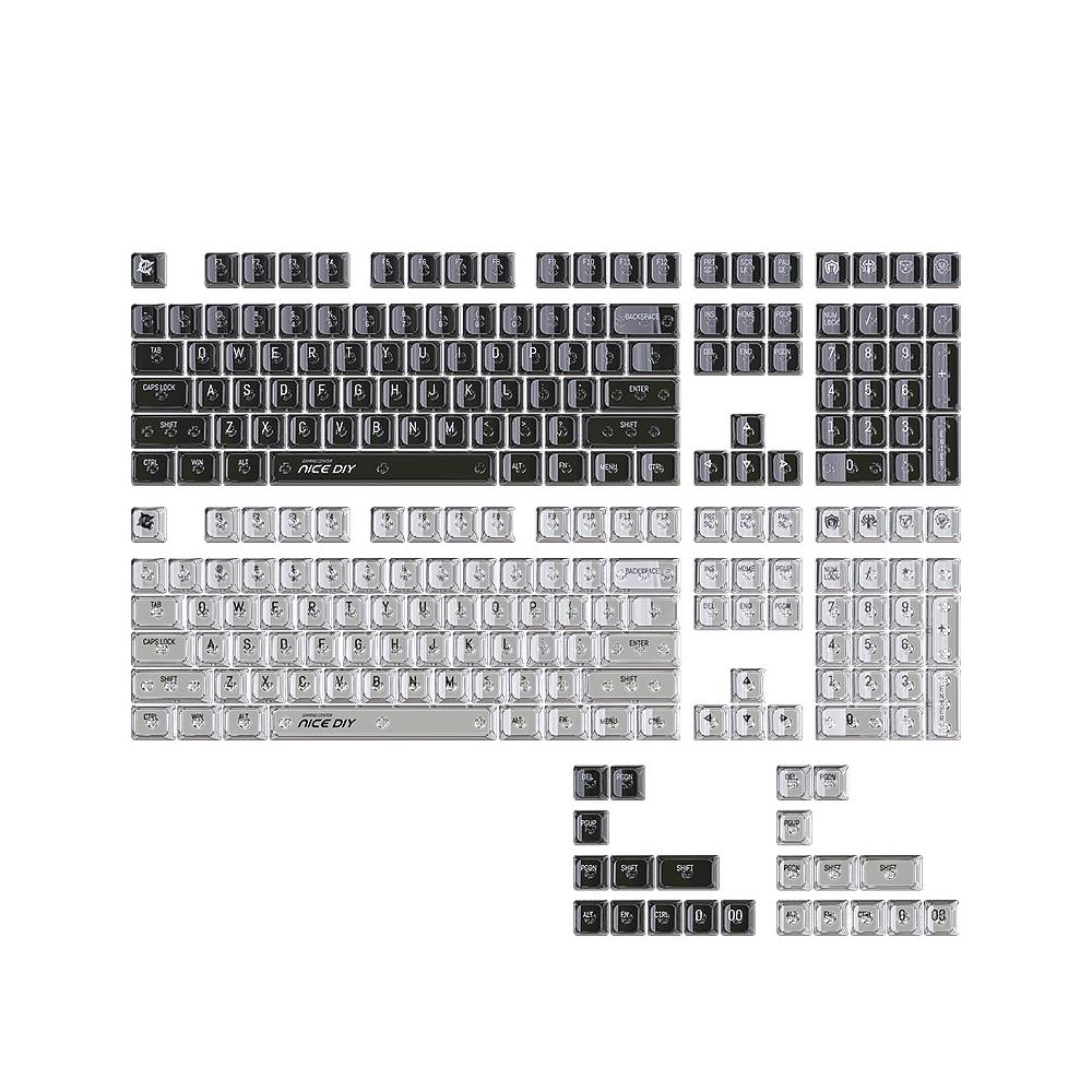 Crystal V2 Black／White 十字軸 水晶鍵帽 119键  水晶黑／水晶白 V2 小全套 透明鍵帽 光華-細節圖2