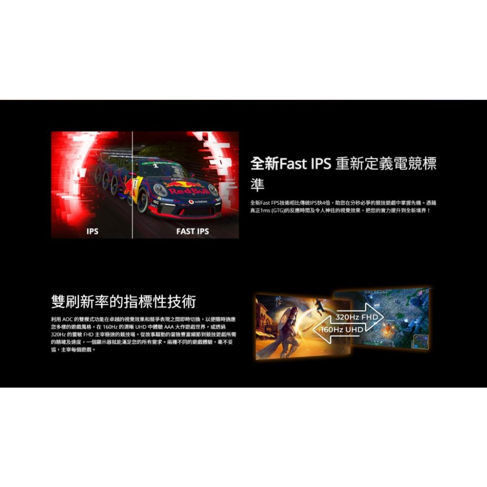 AOC U27G4 27吋 4K 電競螢幕 160hz／IPS／0.5ms／FHD@320Hz 模式 光華商場 公司貨-細節圖3