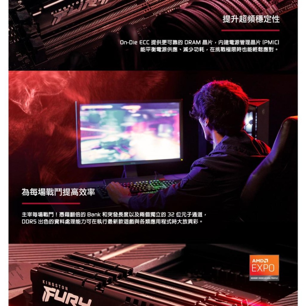 Kingston金士頓 Beast 獸獵者 DDR5 5600 32G 64G KF556C36BBEK2-32 -64-細節圖5