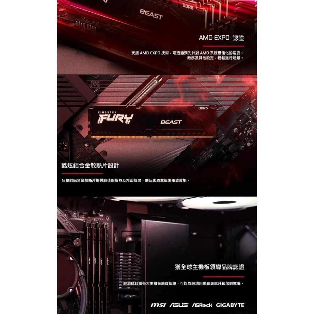 Kingston金士頓 Beast 獸獵者 DDR5 5600 32G 64G KF556C36BBEK2-32 -64-細節圖6