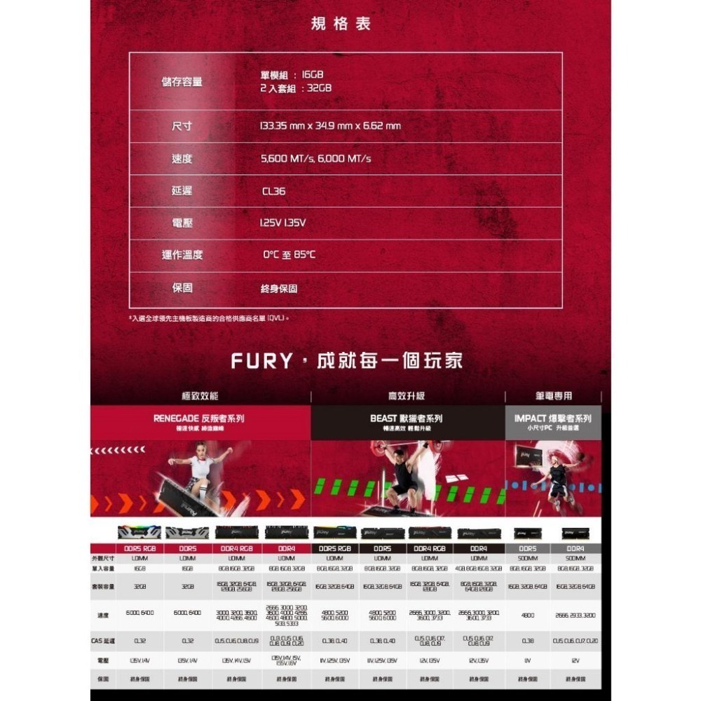 Kingston金士頓 Beast 獸獵者 DDR5 5600 32G 64G KF556C36BBEK2-32 -64-細節圖7