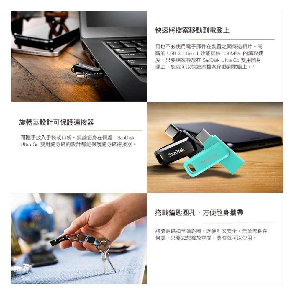 SanDisk Ultra Go USB Type-C 雙用隨身碟 512G 1TB 150M 400M SDDDC3-細節圖5