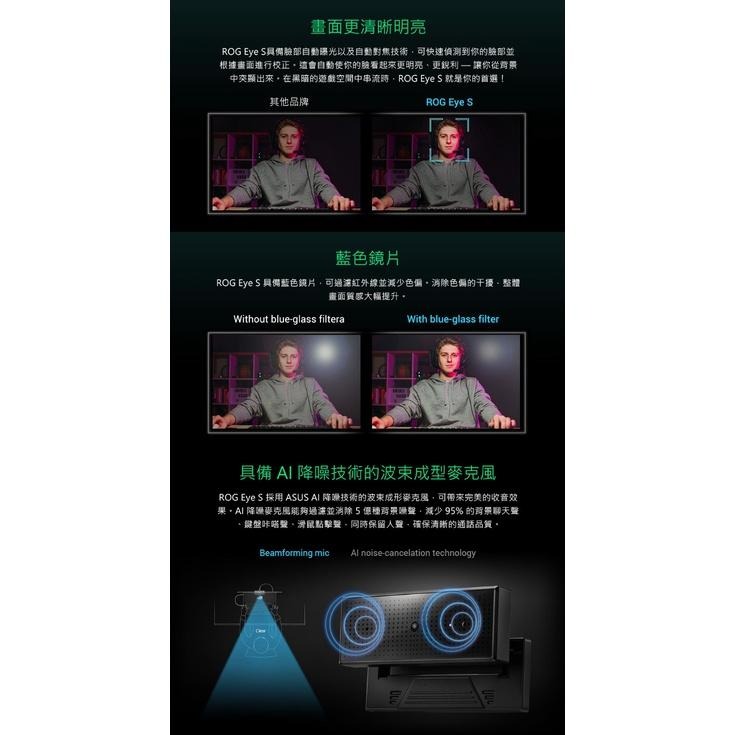 【現貨熱銷】ASUS 華碩 ROG EYE S USB 攝影機 Full HD 視訊攝影 光華商場 視訊鏡頭 Eyes-細節圖4