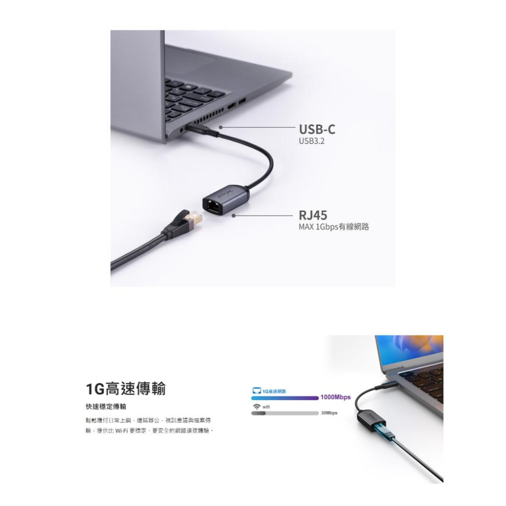 PX 大通 CR1－USB-C to RJ45(1G) 乙太網路轉接器 外接網卡 乙太網路卡 轉接器 光華商場-細節圖4