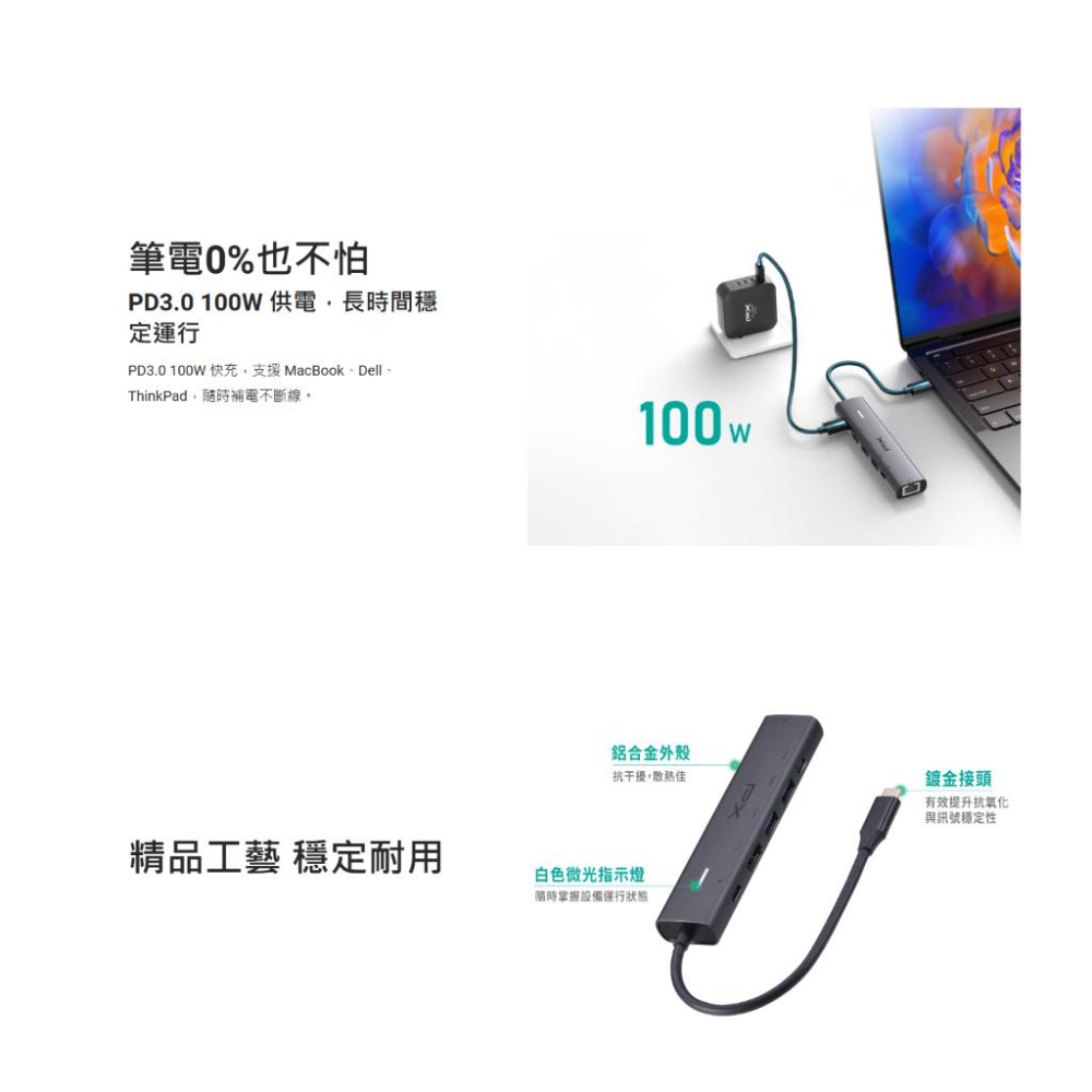 PX 大通 C6-21R－USB TYPE-C 6合1高畫質影音轉換器 HUB 集線器 RJ45／HDMI／支援HDCP-細節圖7