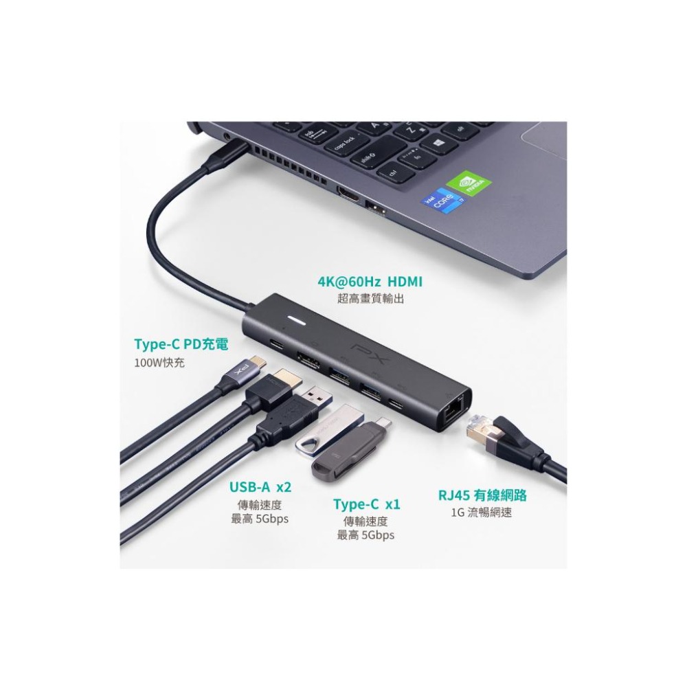 PX 大通 C6-21R－USB TYPE-C 6合1高畫質影音轉換器 HUB 集線器 RJ45／HDMI／支援HDCP-細節圖4