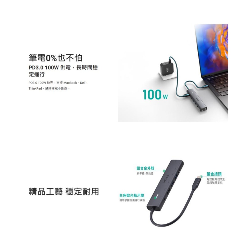 PX 大通 C6-21R－USB TYPE-C 6合1高畫質影音轉換器 HUB 集線器 RJ45／HDMI／支援HDCP-細節圖7