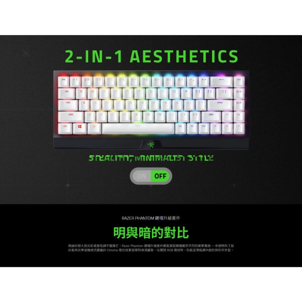 RAZER 雷蛇 Phantom Keycap Upgrade Set－ABS 幻影布丁鍵帽 (英文) 十字軸 光華-細節圖3