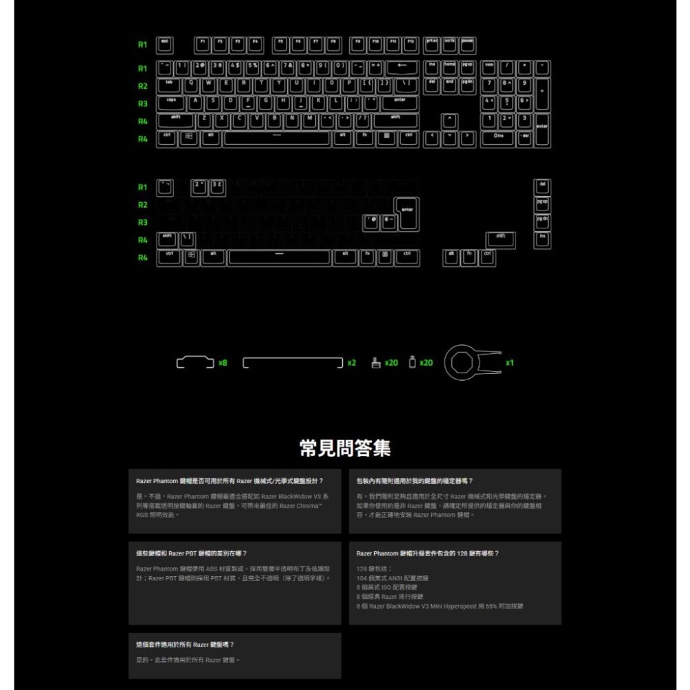 RAZER 雷蛇 Phantom Keycap Upgrade Set－ABS 幻影布丁鍵帽 (英文) 十字軸 光華-細節圖6