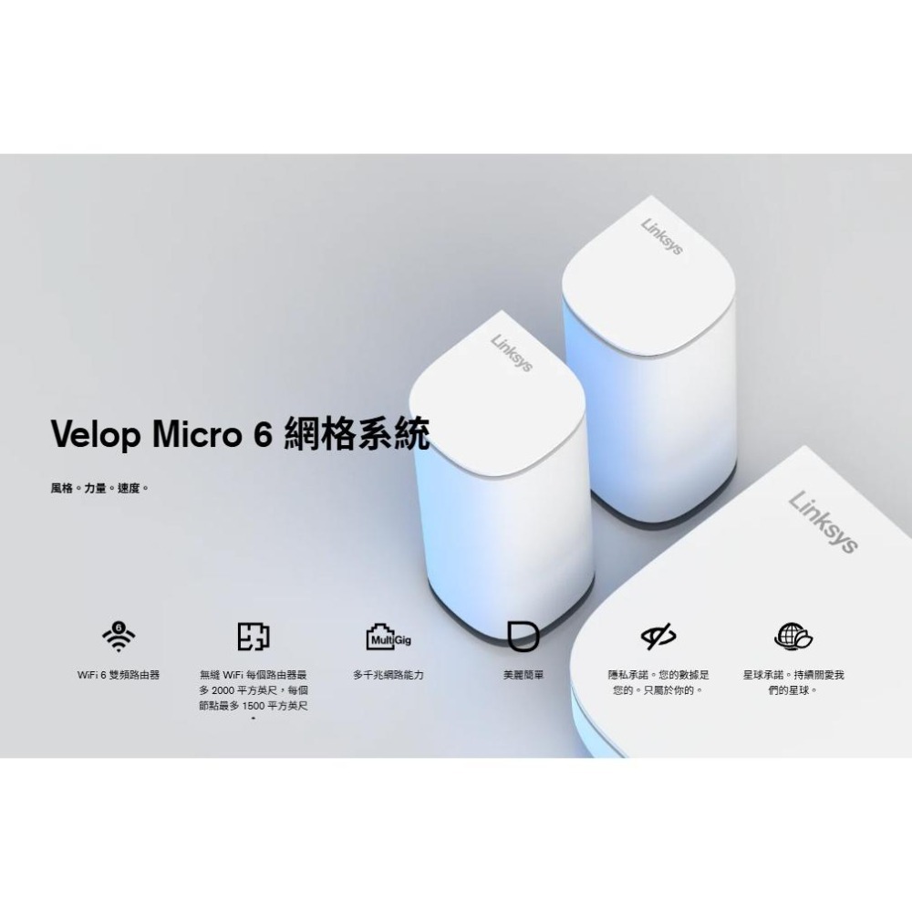 Linksys Velop Micro 6 系列 AX3000 雙頻無線路由器 Mesh 系統 分享器 路由器 光華-細節圖3