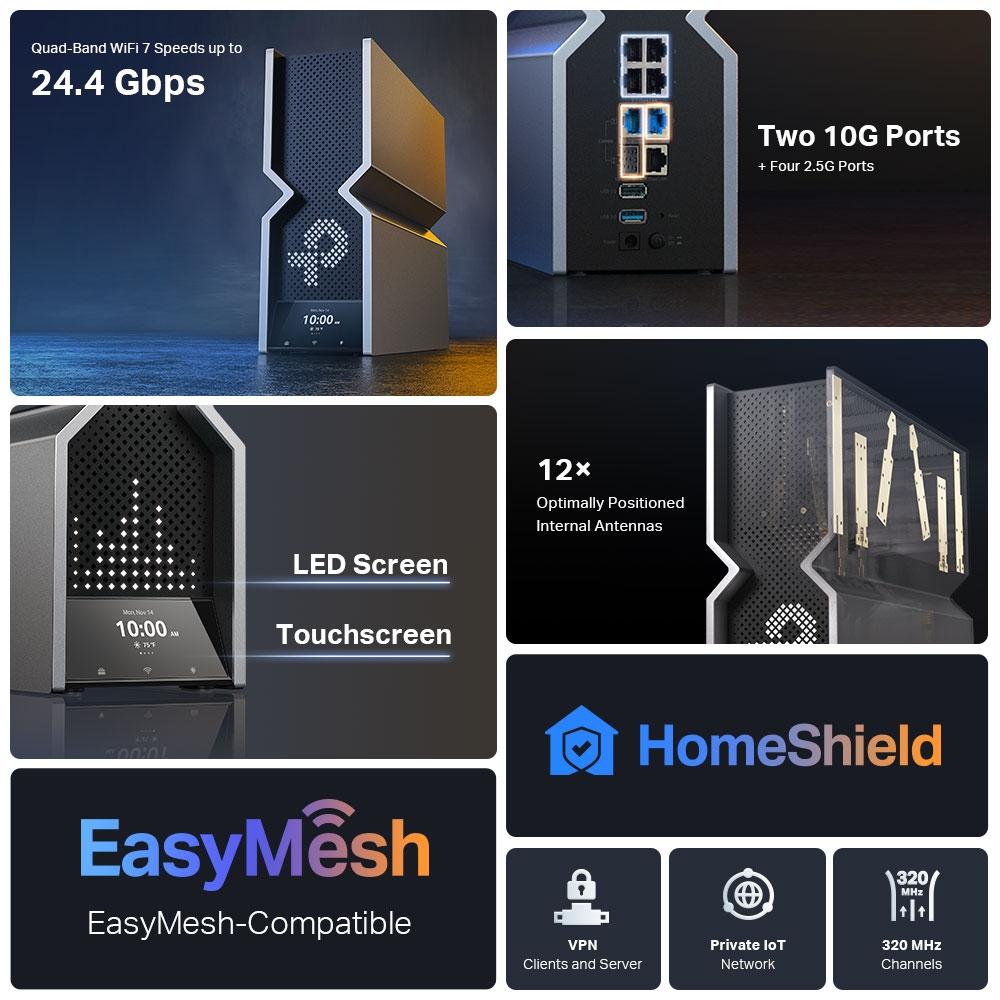 【免運直送】TP-Link Archer BE900 BE24000 wifi分享器 wifi7 四頻 10G連接埠-細節圖5