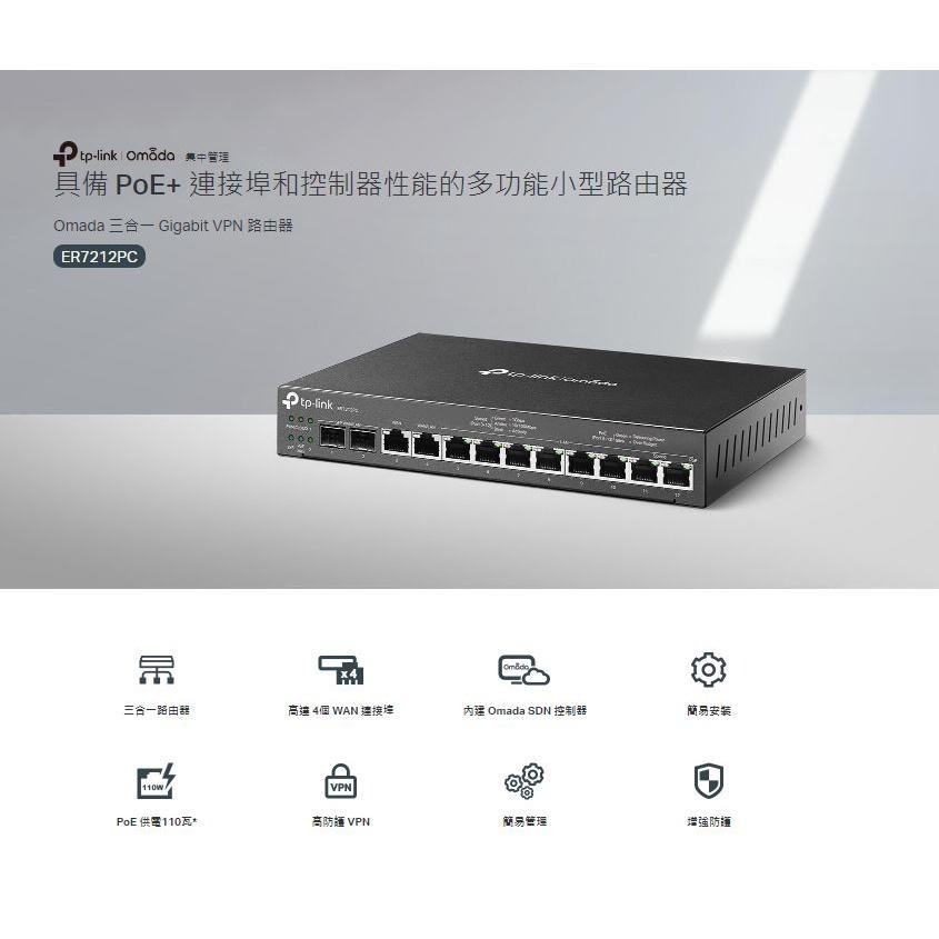 TP-LINK ER7212PC Omada POE 110W Gigabit VPN 路由器 交換器 弱電 公司貨-細節圖4