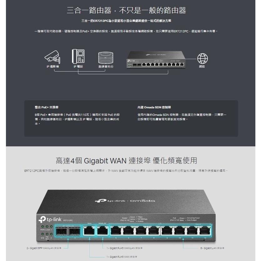 TP-LINK ER7212PC Omada POE 110W Gigabit VPN 路由器 交換器 弱電 公司貨-細節圖5