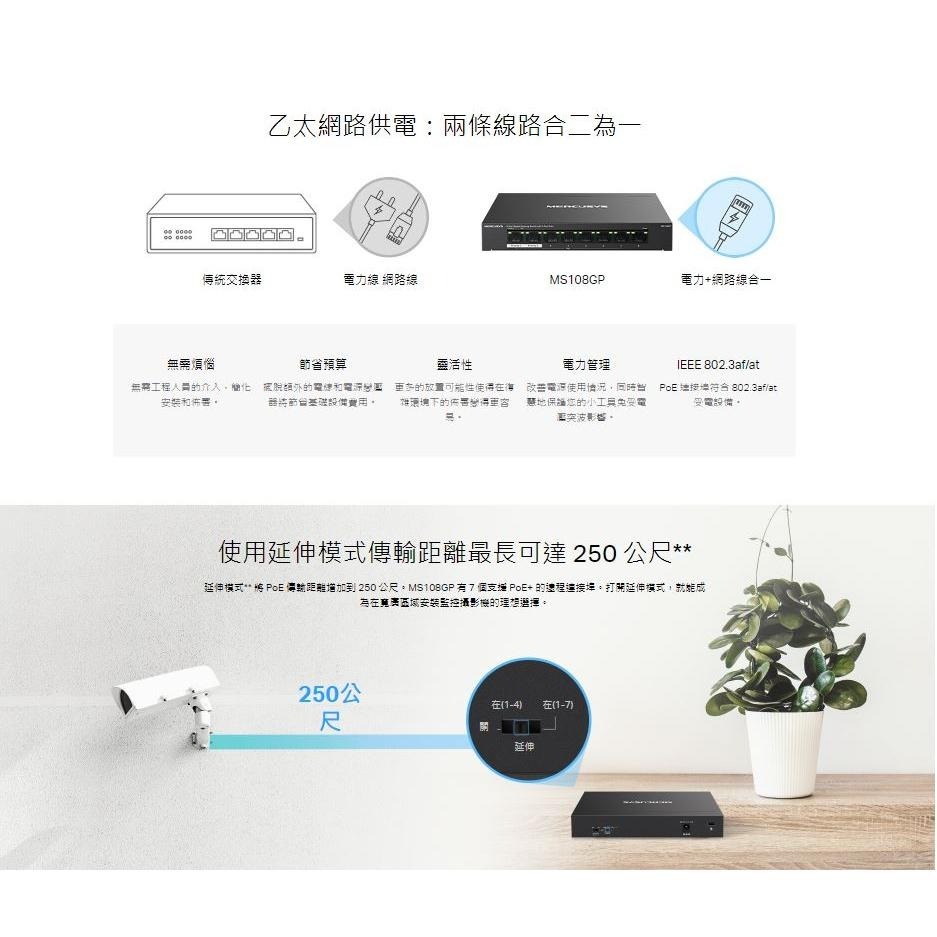 【熱銷】Mercusys 水星 MS105GP MS108GP 桌上型交換器 網路交換器 PoE+ 金屬外殼 光華商場-細節圖4
