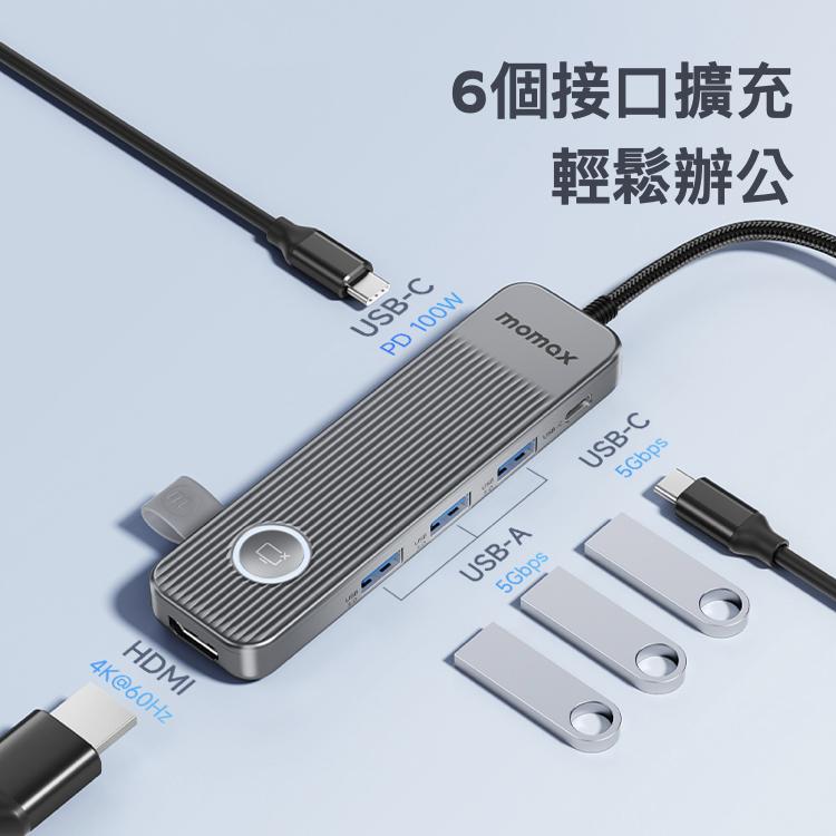 Momax ONELINK USB-C 6合1 多功能轉接器 Type-C USB HUB 集線器 HDMI 4K 光華-細節圖4