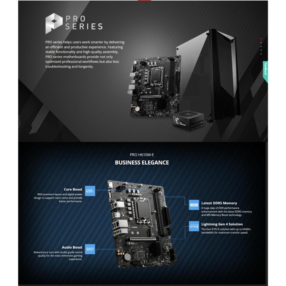 MSI 微星 PRO H610M-E－M-ATX 主機板 DDR5／LGA1700 光華商場-細節圖3