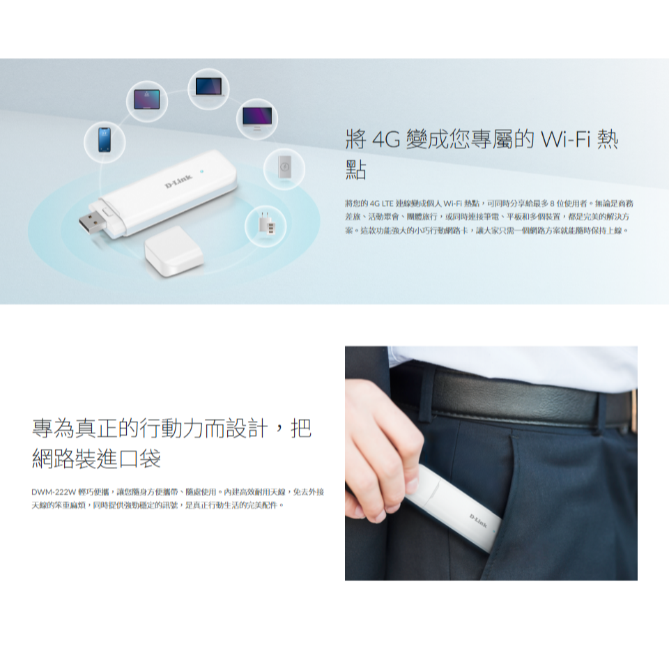 D-LINK DWM-222W－4G LTE Wi-Fi 6 行動網路介面卡 USB 網路卡 SIM卡 光華商場-細節圖5