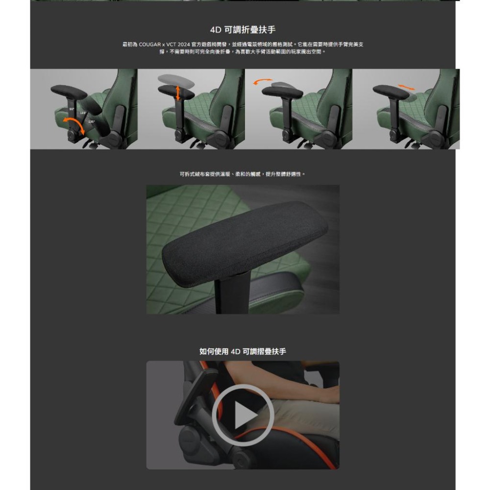 COUGAR 美洲獅 DEFENSOR S 電競椅 類皮紋科技布 遊戲椅 電腦椅 人體工學 光華商場 公司貨-細節圖5