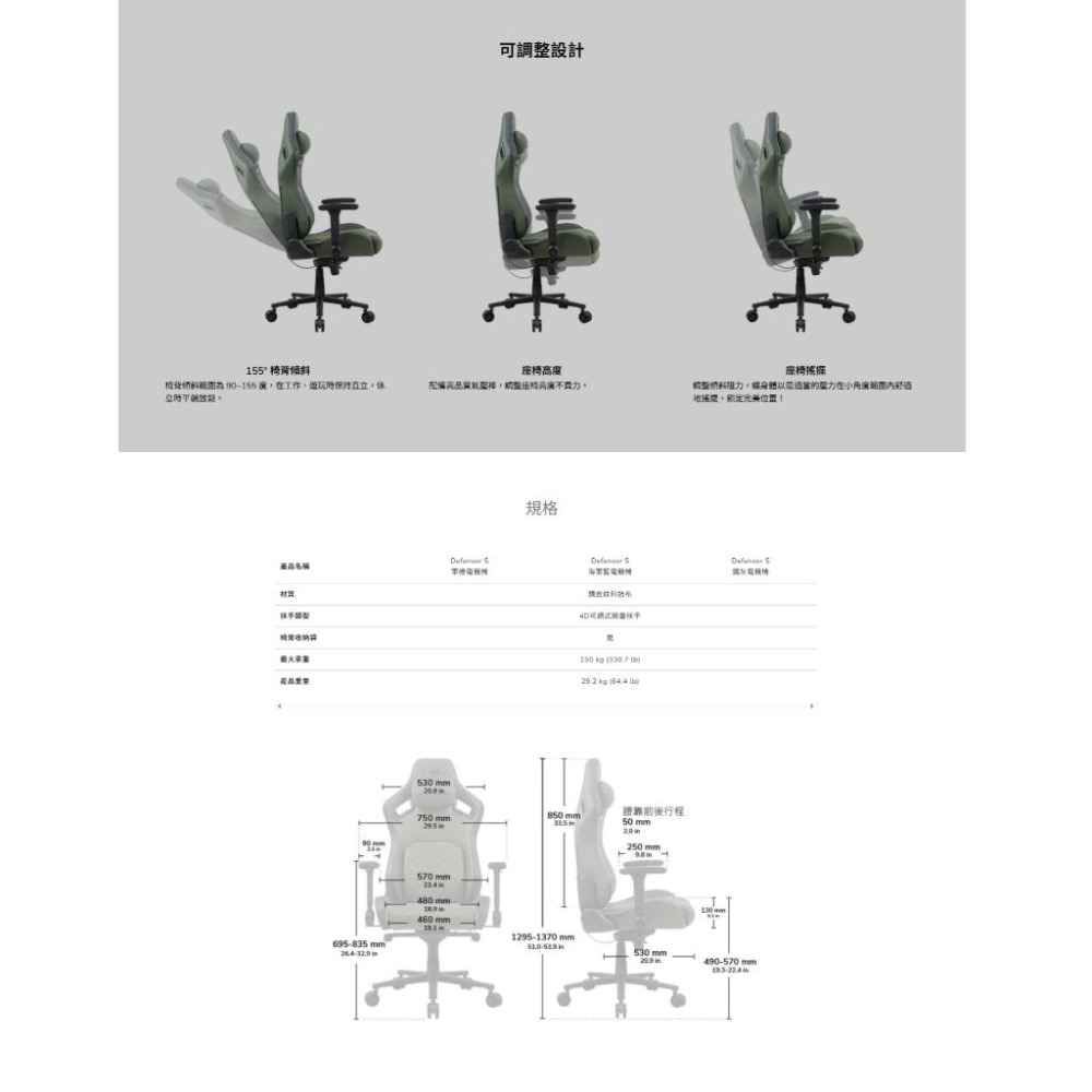 COUGAR 美洲獅 DEFENSOR S 電競椅 類皮紋科技布 遊戲椅 電腦椅 人體工學 光華商場 公司貨-細節圖8