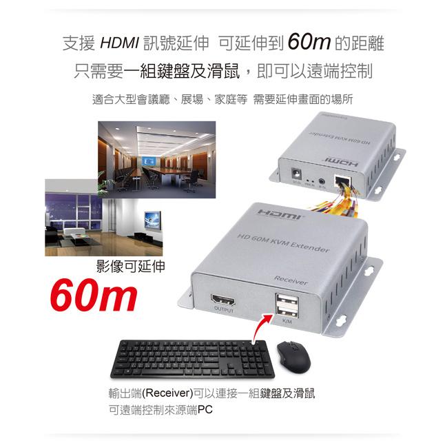 伽利略 HKE60LP/HKE060 HDMI 1080P KVM 延伸器 60m Loop Out HDMI延長 光華-細節圖5