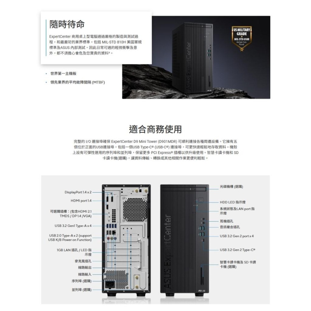 ASUS 華碩 M901MDR 商用桌上型電腦 i7-14700/16G/2T+512G/CRD/DVD/Win11P-細節圖8